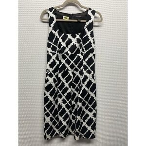 White House Black Market Womens Black White Empire Waist Sheath Dress Size 6